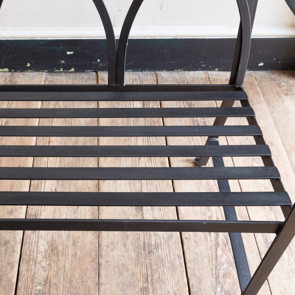 Regency style wrought iron garden bench,-138062