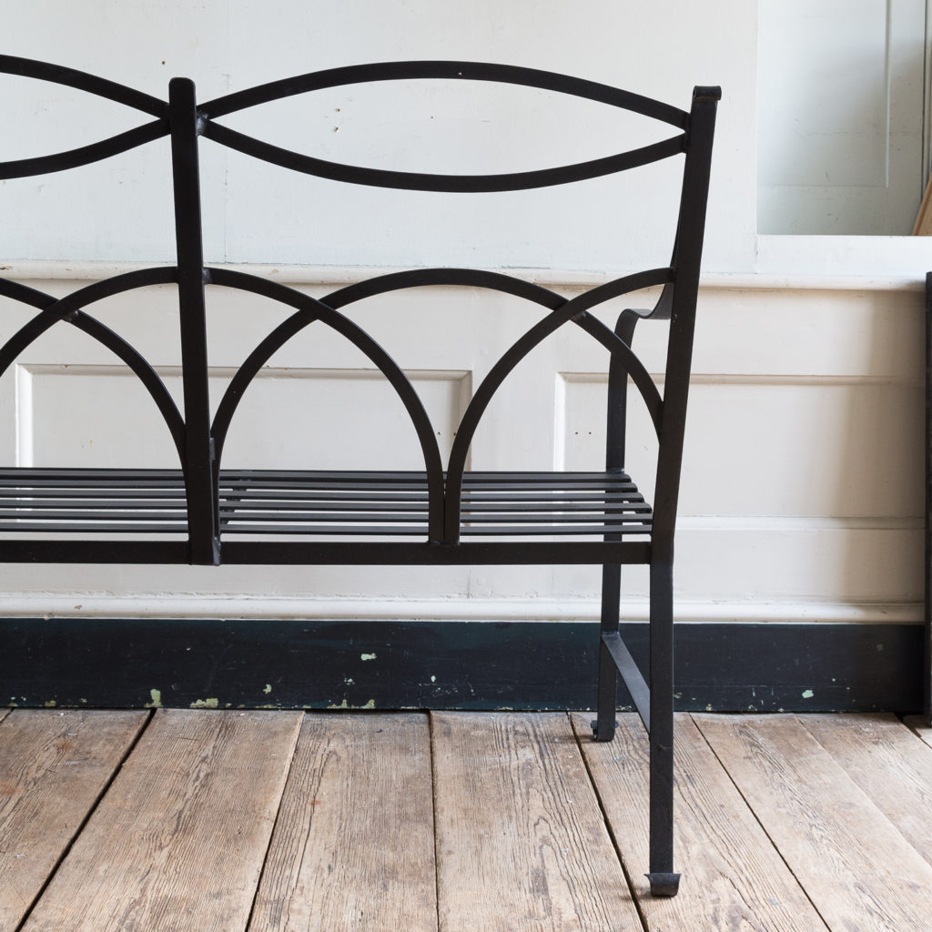 Regency style wrought iron garden bench,-138057