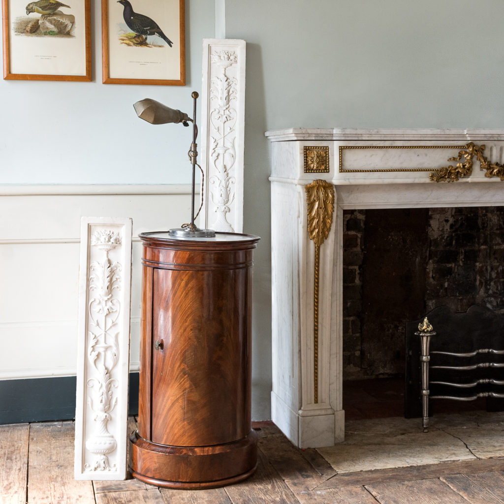 Nineteenth century flame mahogany cylindrical pot cupboard,-138347