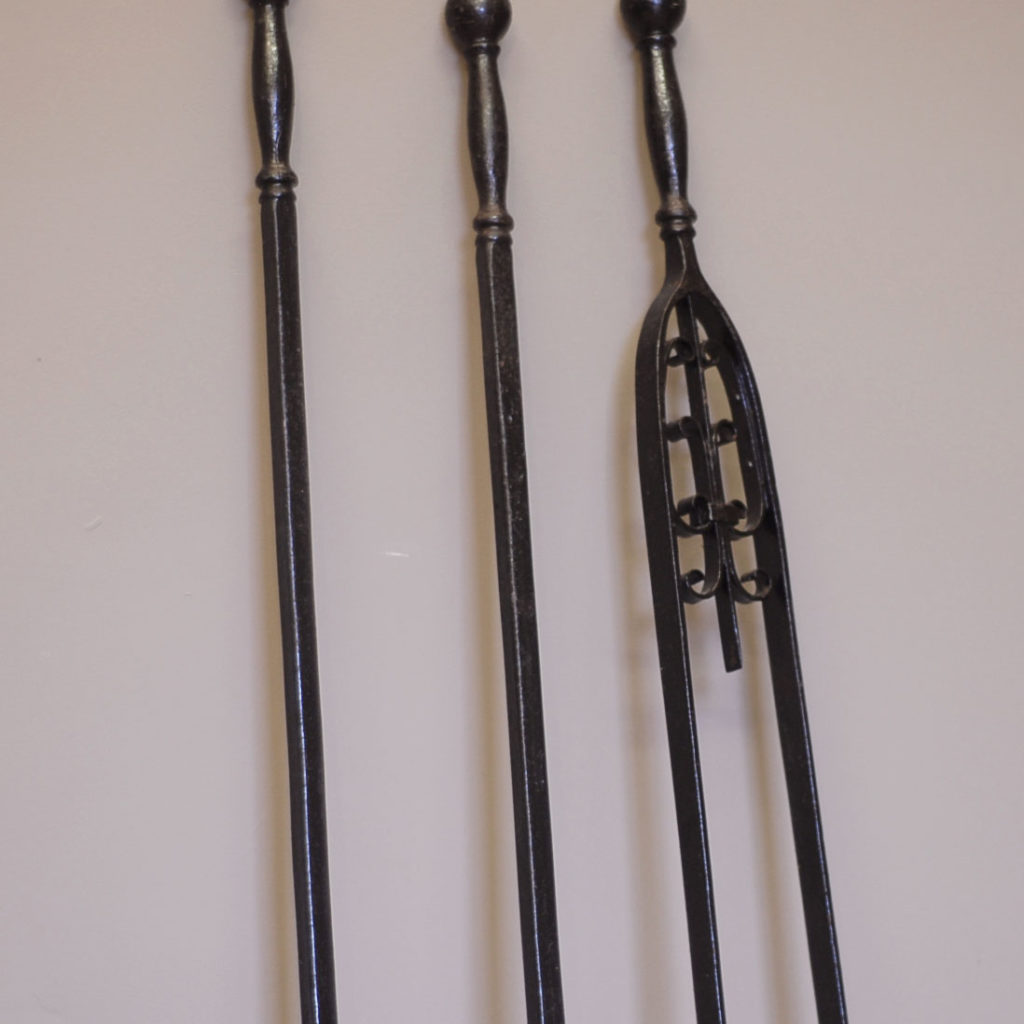 A set of large wrought iron fire tools-138352