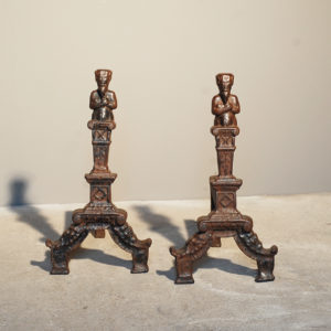 A pair of English cast iron figural andirons-0