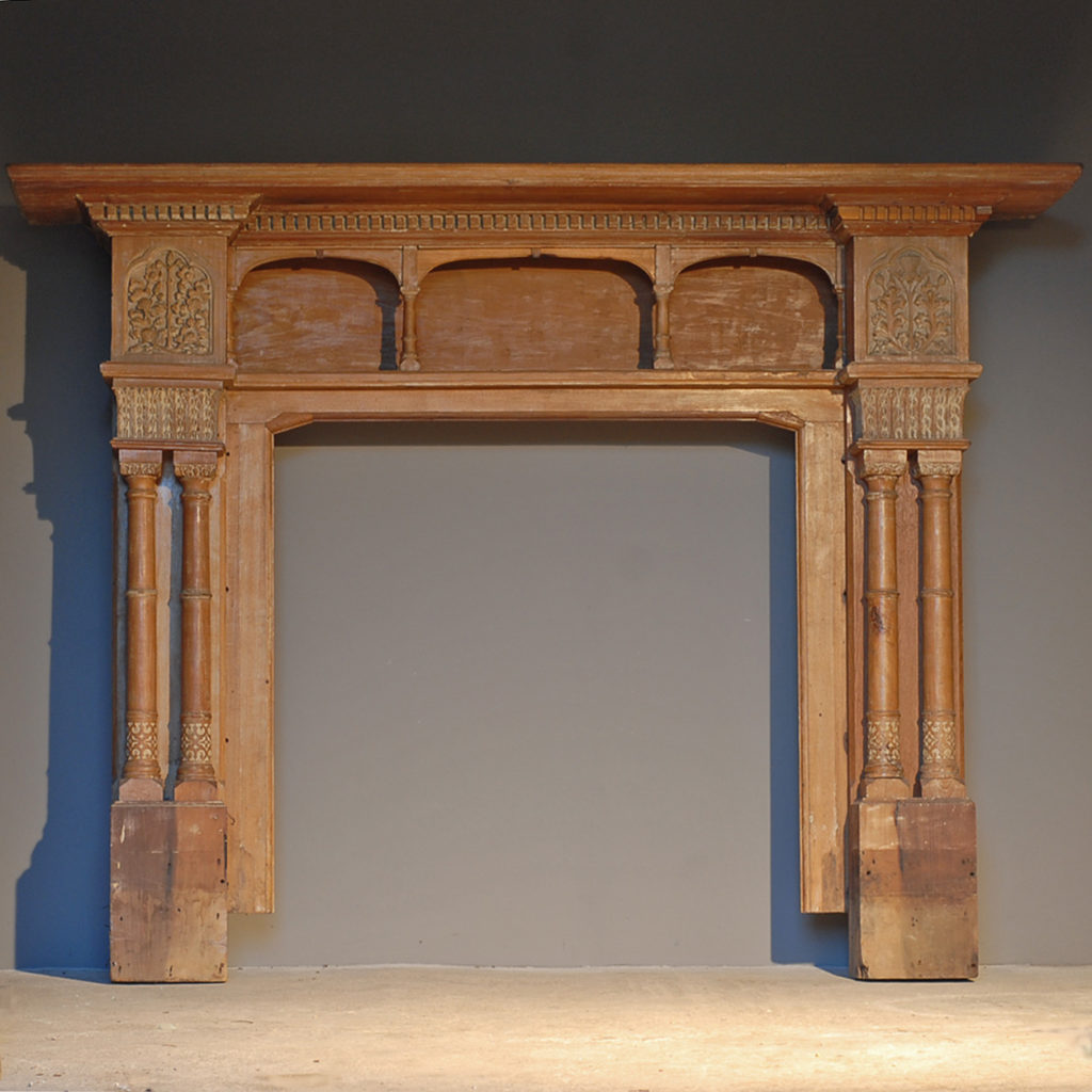 An Edwardian carved pine chimneypiece-0