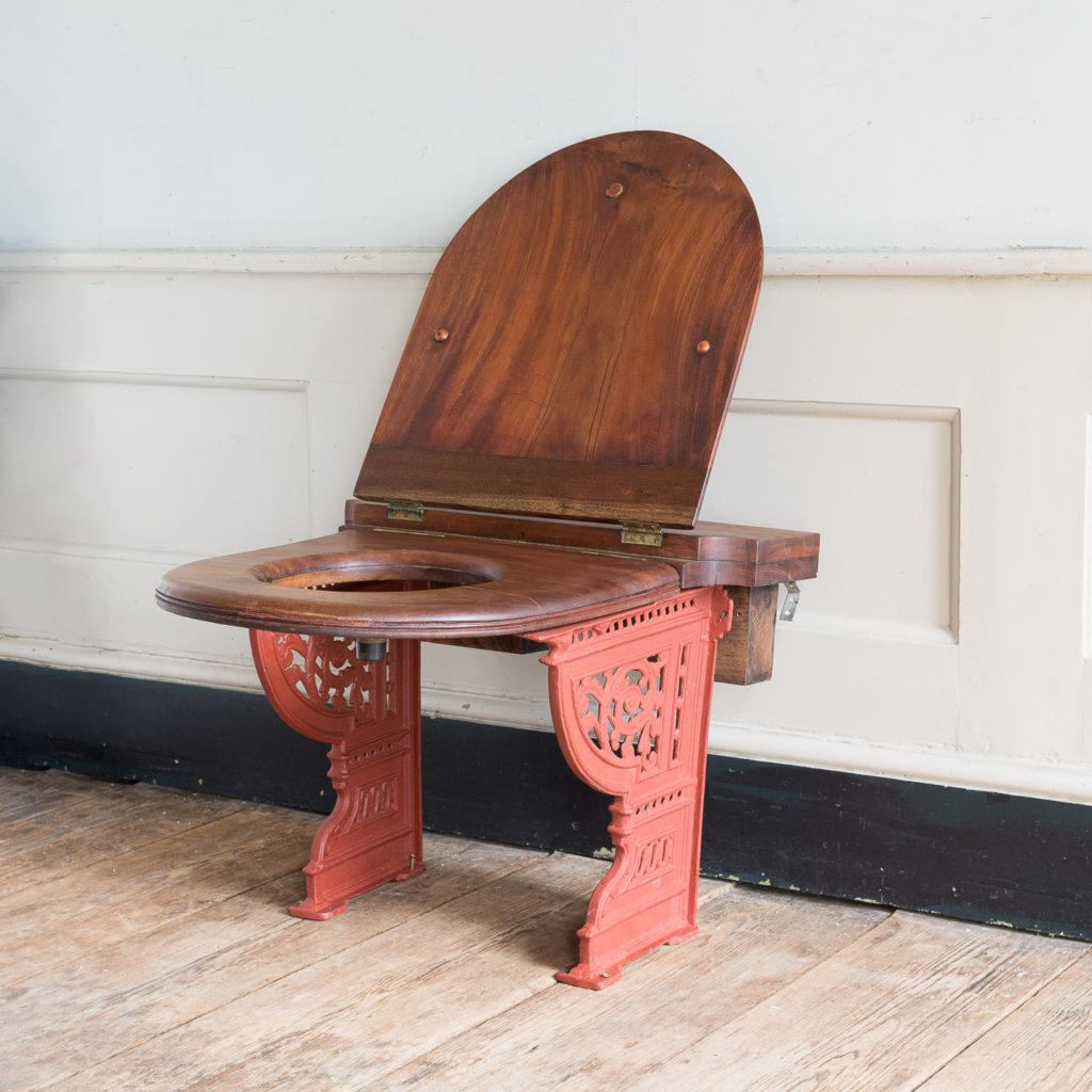 Victorian mahogany toilet seat and brackets,-0