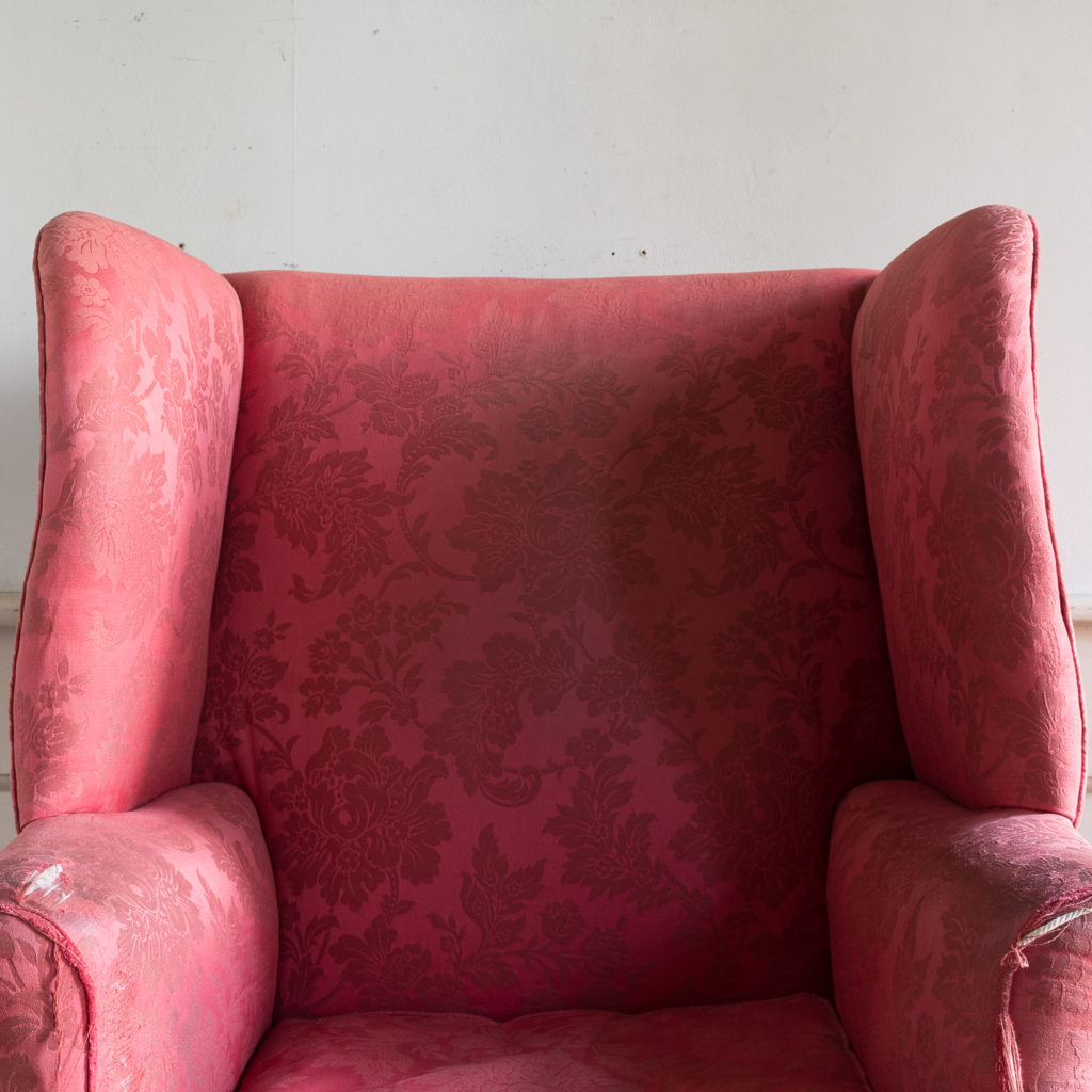 George III mahogany wingback armchair,-138259