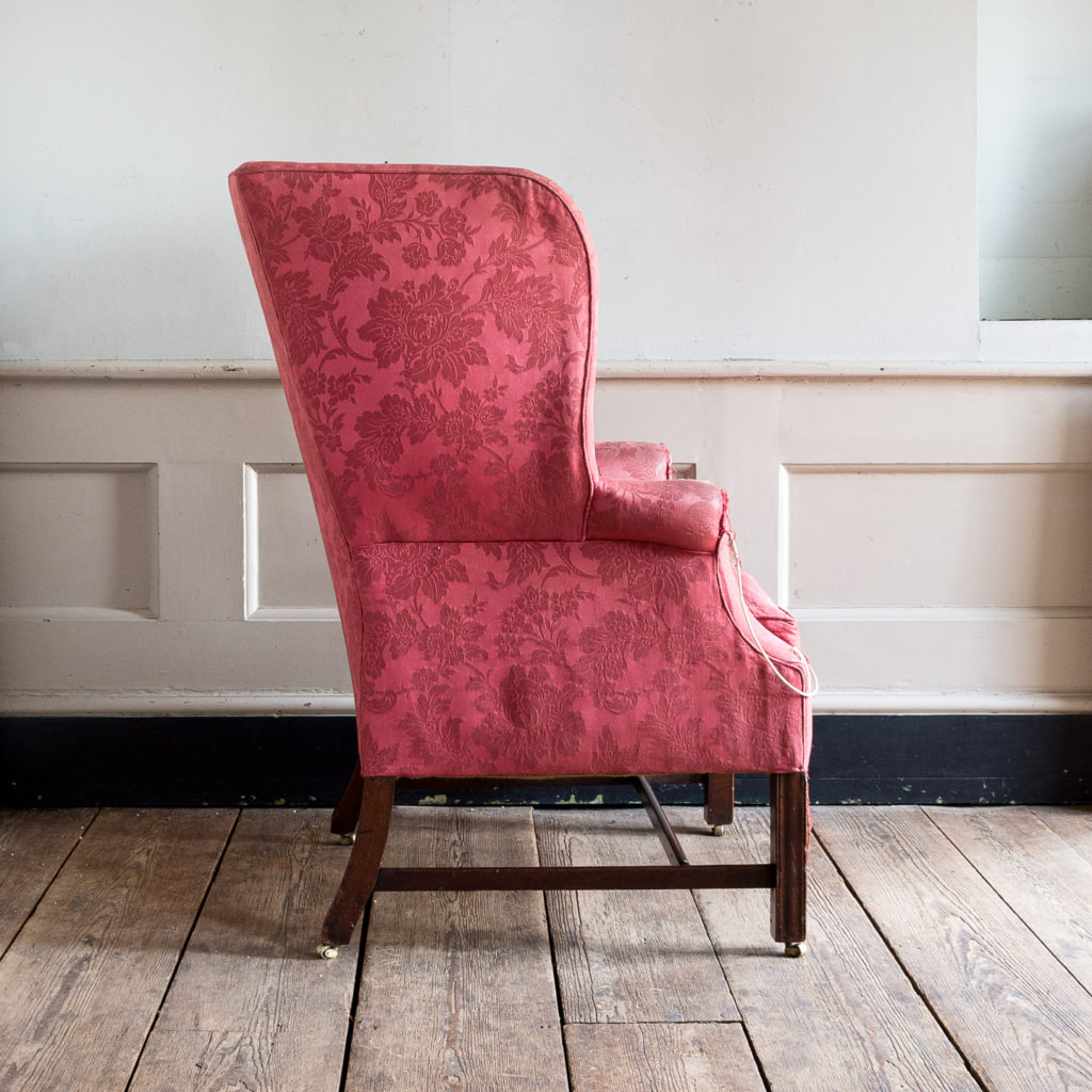 George III mahogany wingback armchair,-138252