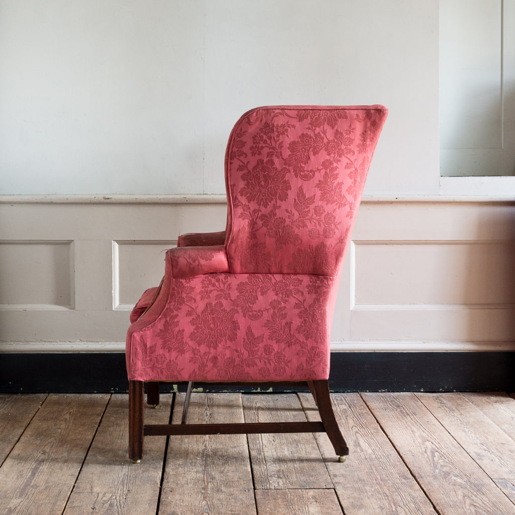 George III mahogany wingback armchair,-138255