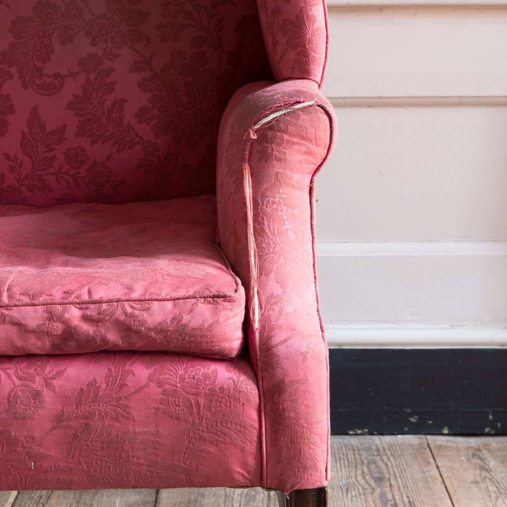 George III mahogany wingback armchair,-138258