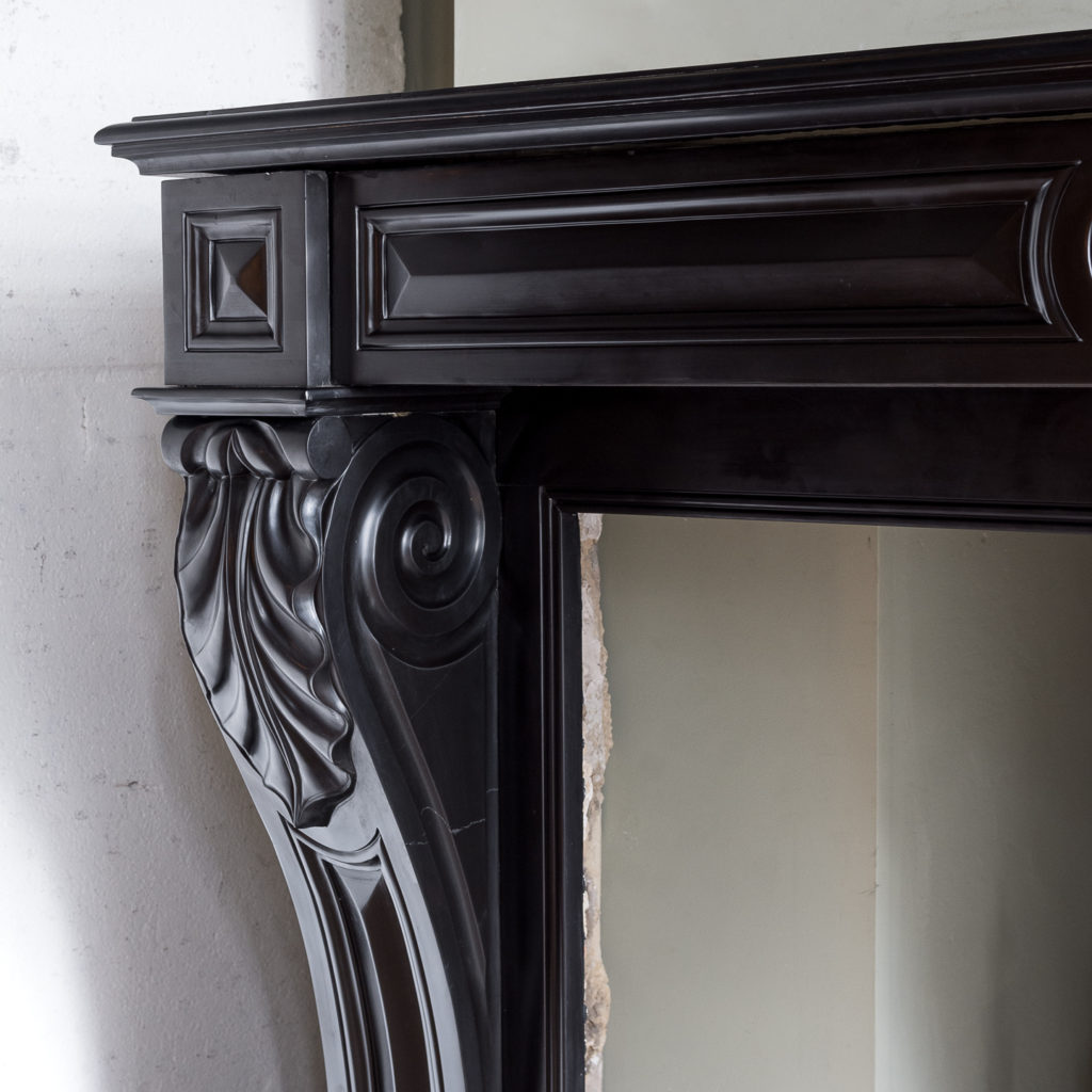 French Napoleon III Belgian Black marble chimneypiece,-138391