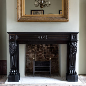 French Napoleon III Belgian Black marble chimneypiece