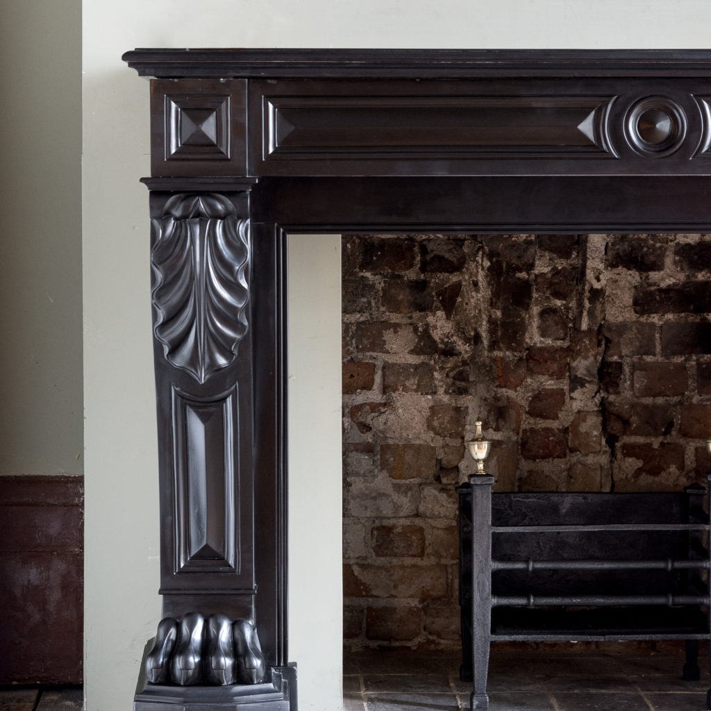 French Napoleon III Belgian Black marble chimneypiece