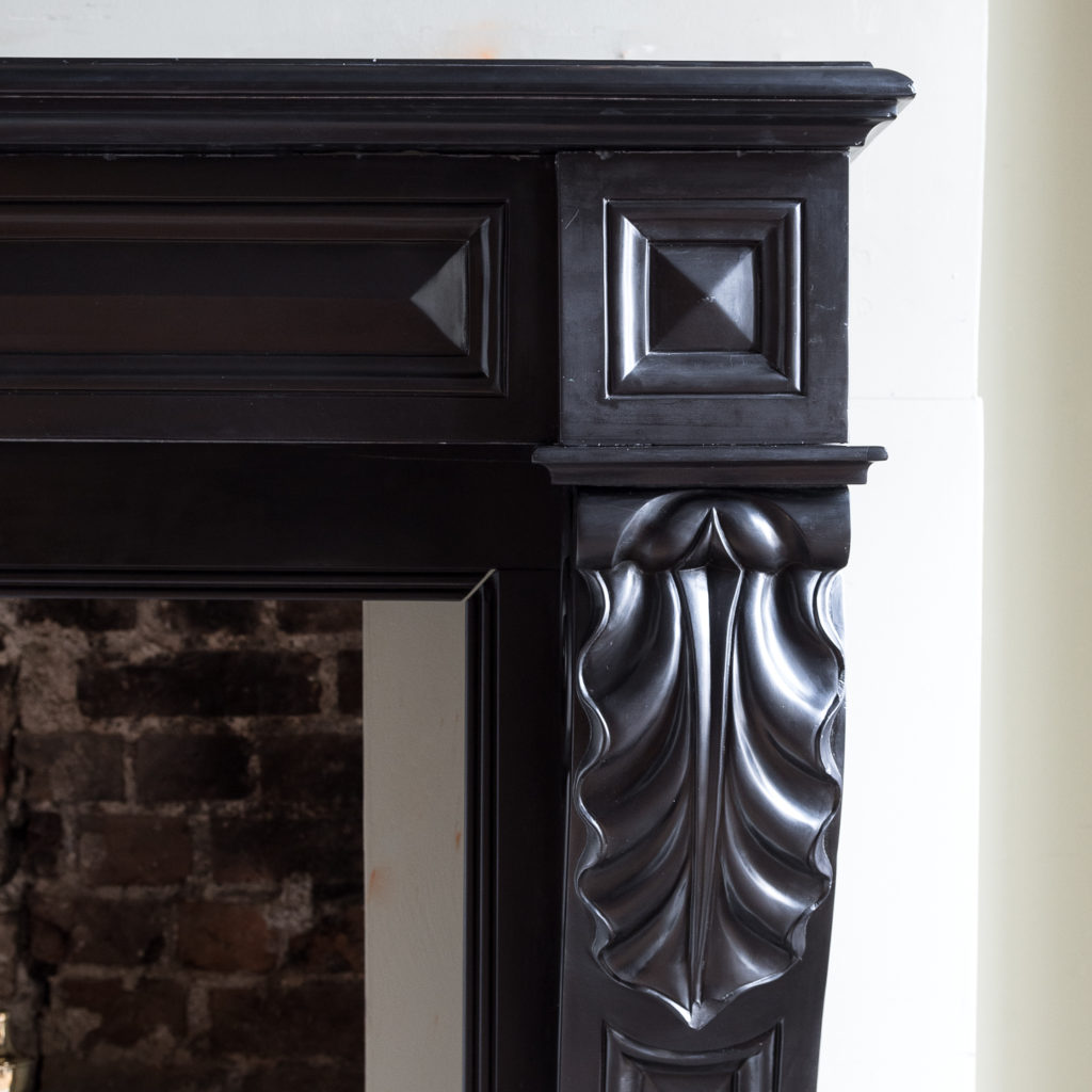 French Napoleon III Belgian Black marble chimneypiece,-138390