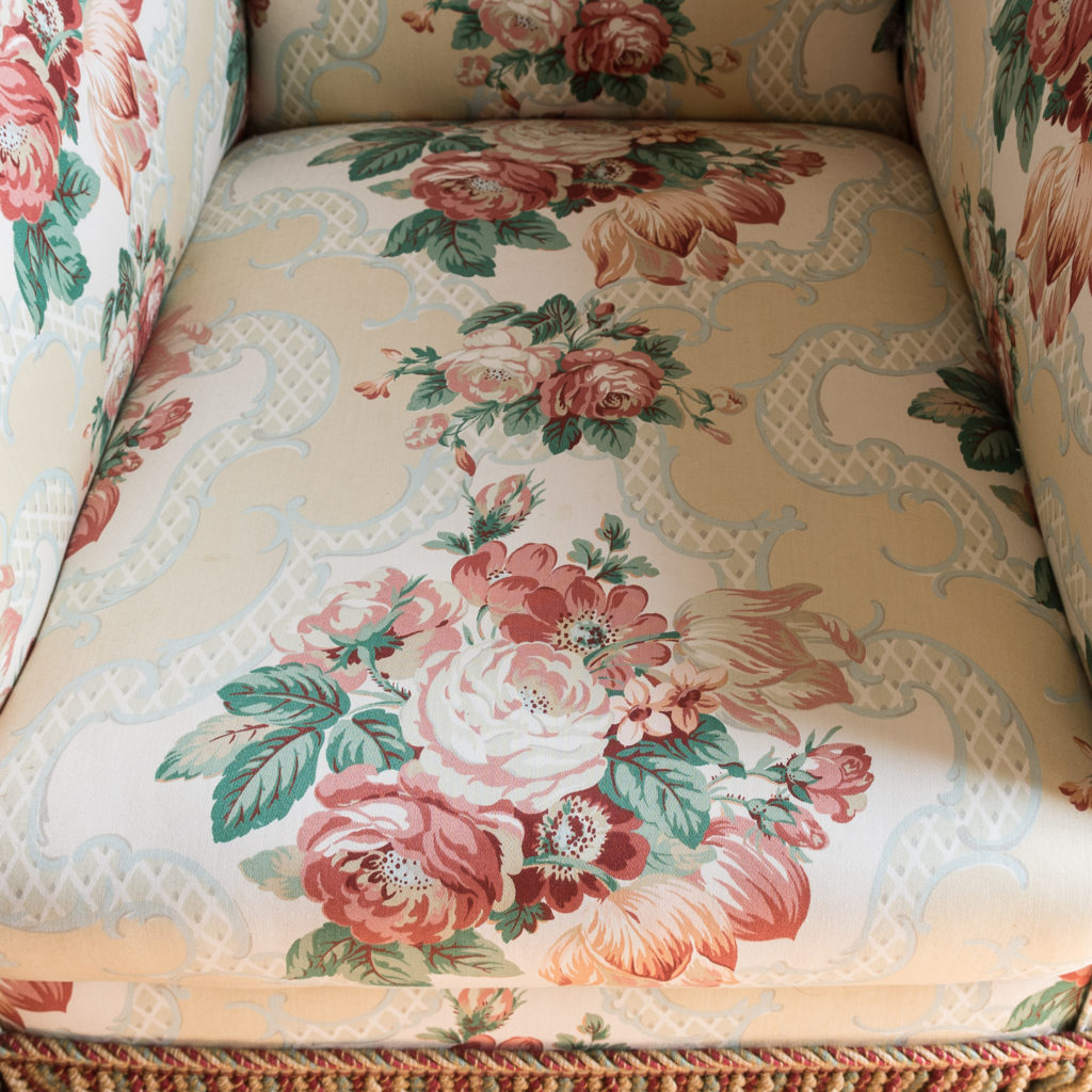 Pair of Victorian chintz upholstered armchairs, -138641