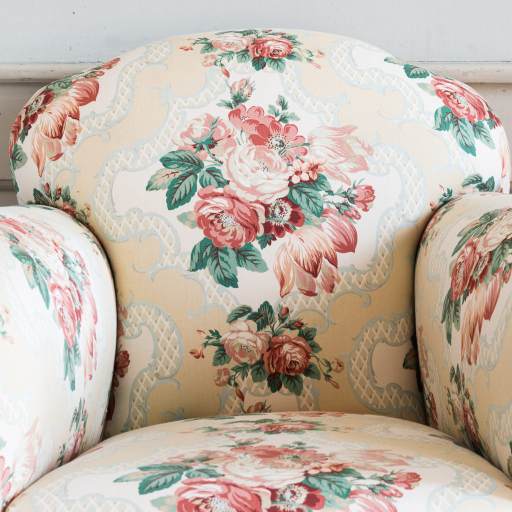 Pair of Victorian chintz upholstered armchairs, -138634
