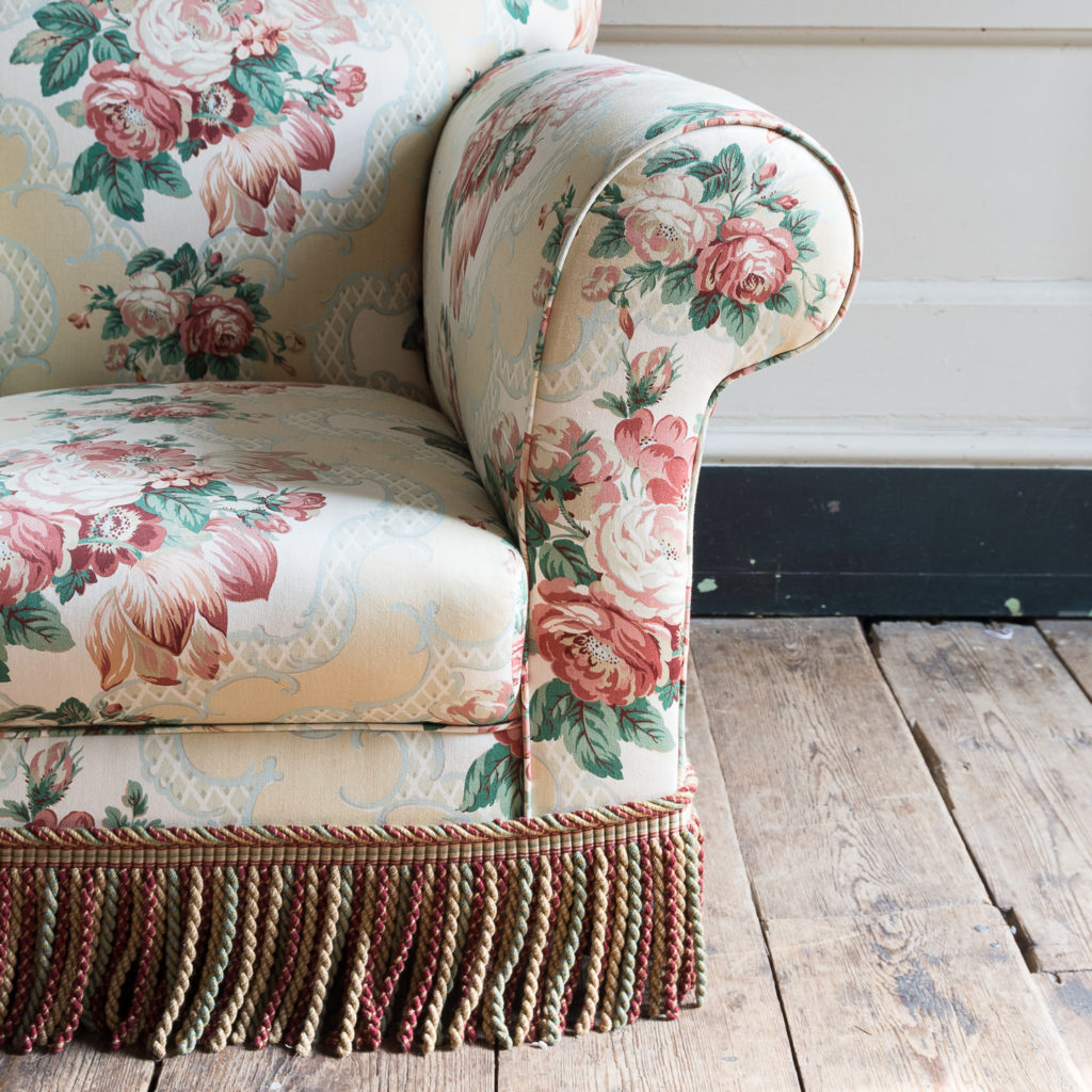 Pair of Victorian chintz upholstered armchairs, -138637