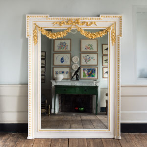 Louis XVI style French parcel-gilt boiserie mirror,