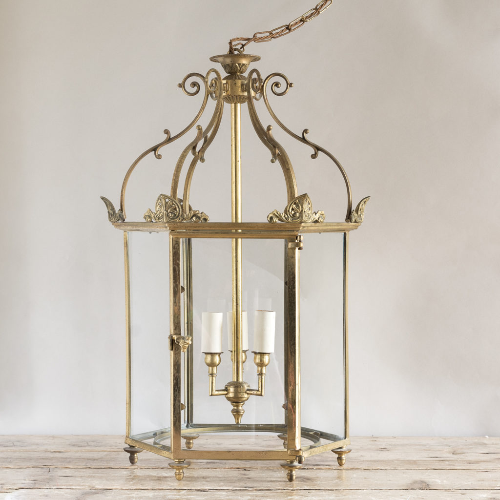 Regency style gilt brass hall lantern,