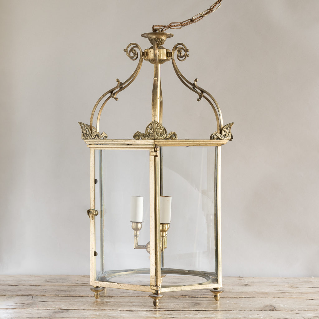Regency style gilt brass hall lantern,