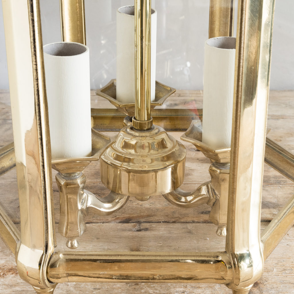 Pair of Georgian style brass hall lanterns,-138222