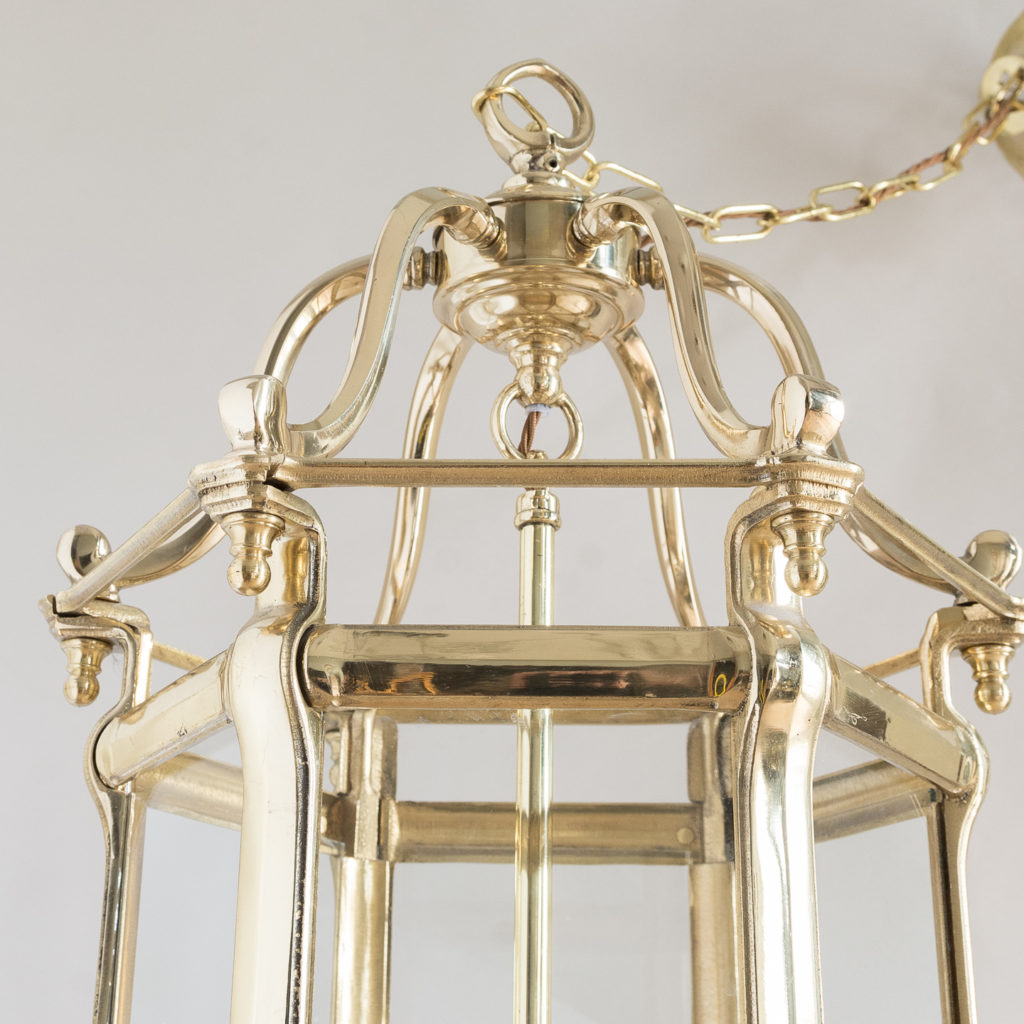 Pair of Georgian style brass hall lanterns,-138223