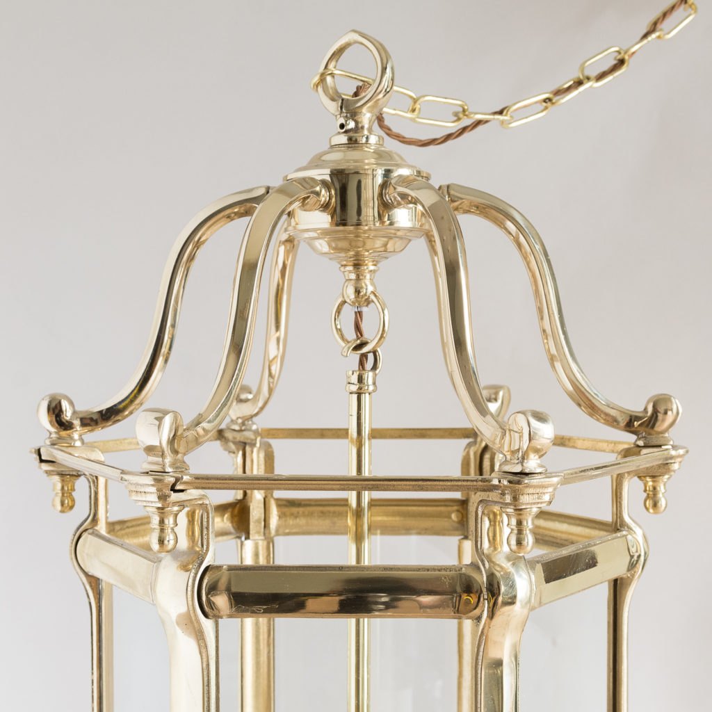 Pair of Georgian style brass hall lanterns,-138219