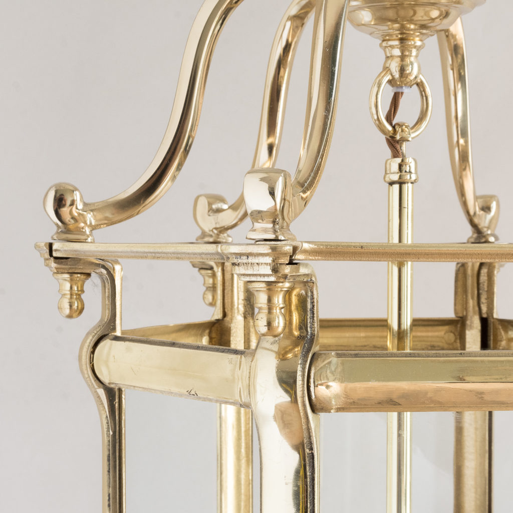 Pair of Georgian style brass hall lanterns,-138220