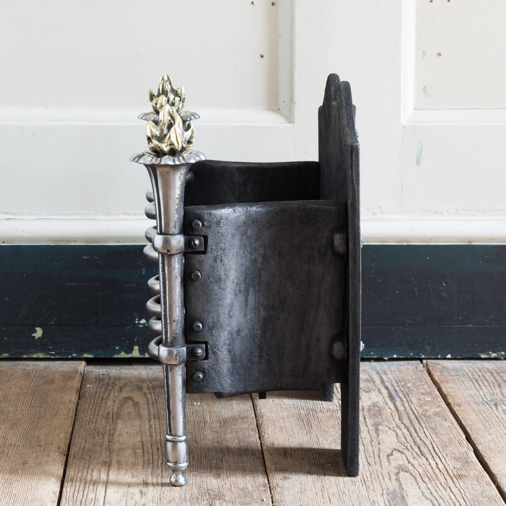 Early twentieth century English iron and brass firebasket, -138463