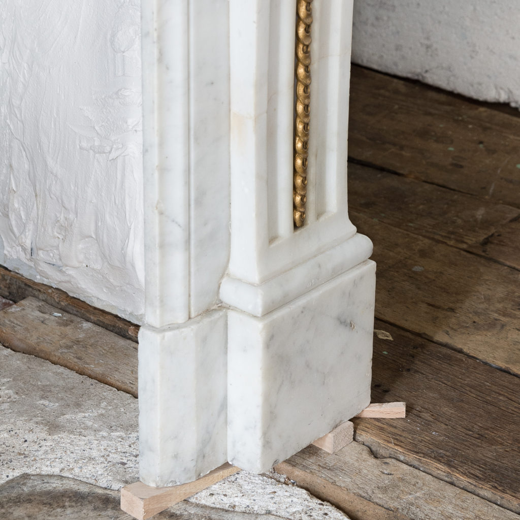 Pair of Louis XVI style Carrara marble and ormolu mounted fireplaces,-138367
