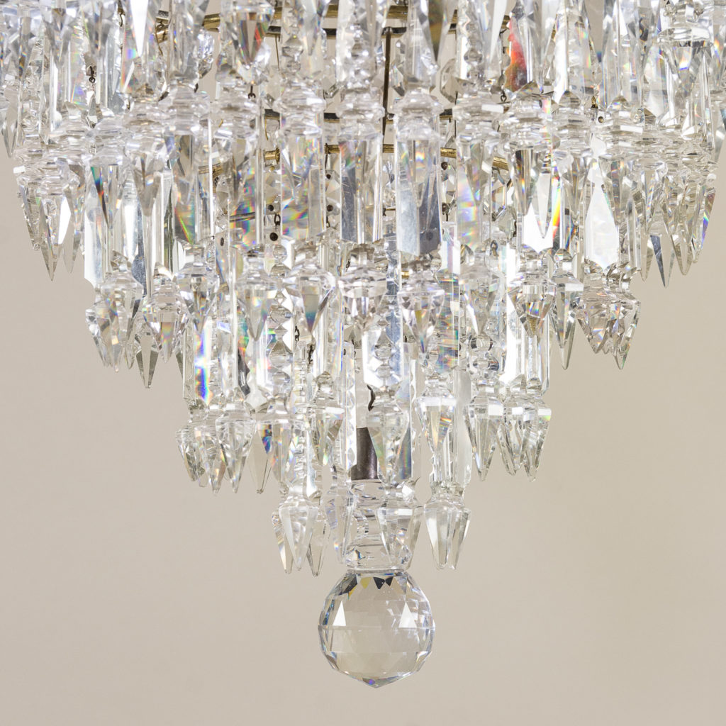 Regency style cut glass and brass waterfall chandelier, -138886