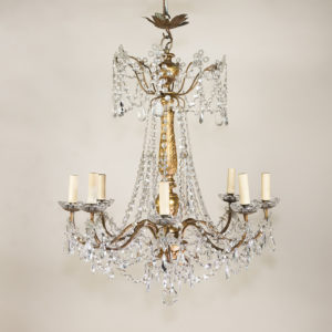 Late nineteenth century Genoese giltwood and glass chandelier,