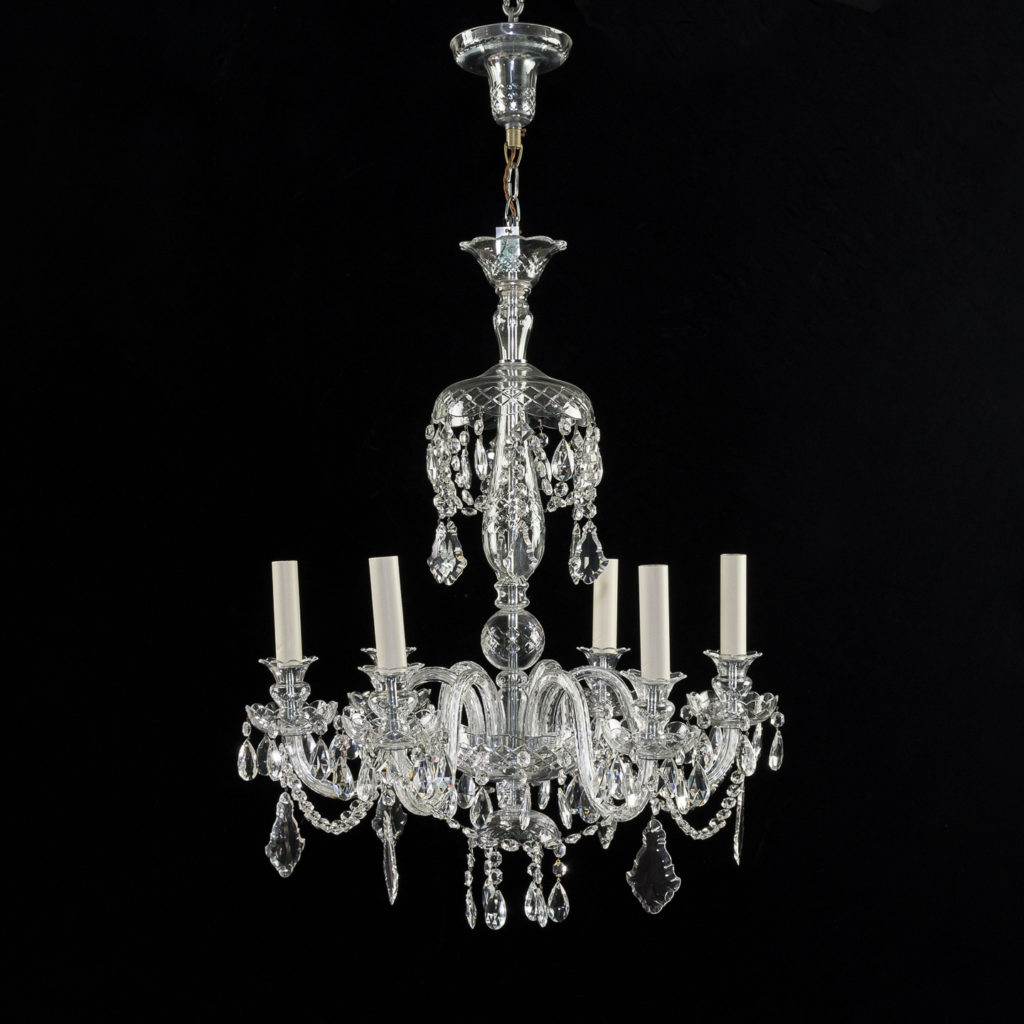 Nineteenth century style six light glass chandelier,