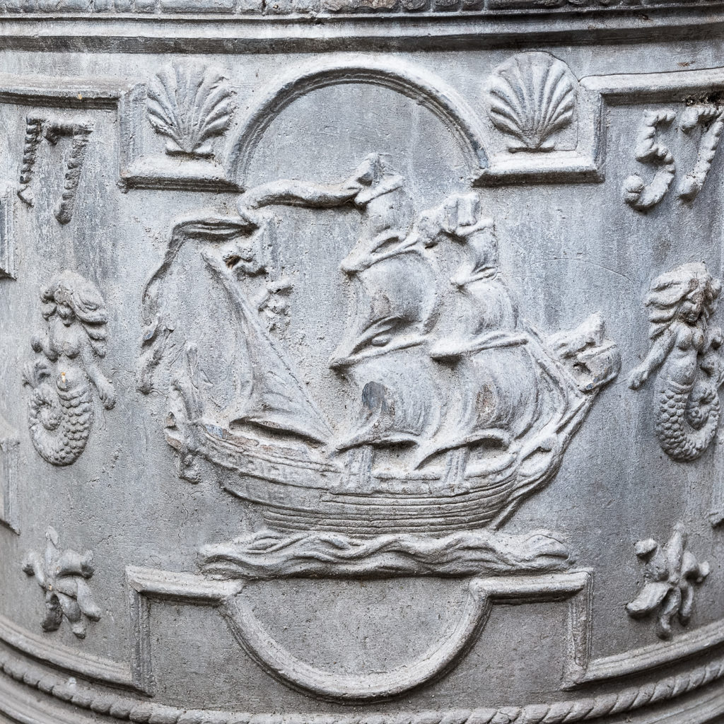 decorated in relief with ships, shells, mermaids and rope motifs,