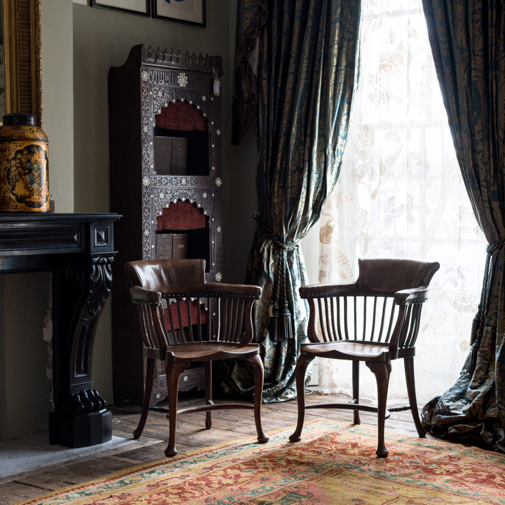 Pair of early twentieth century mahogany library chairs, -138855