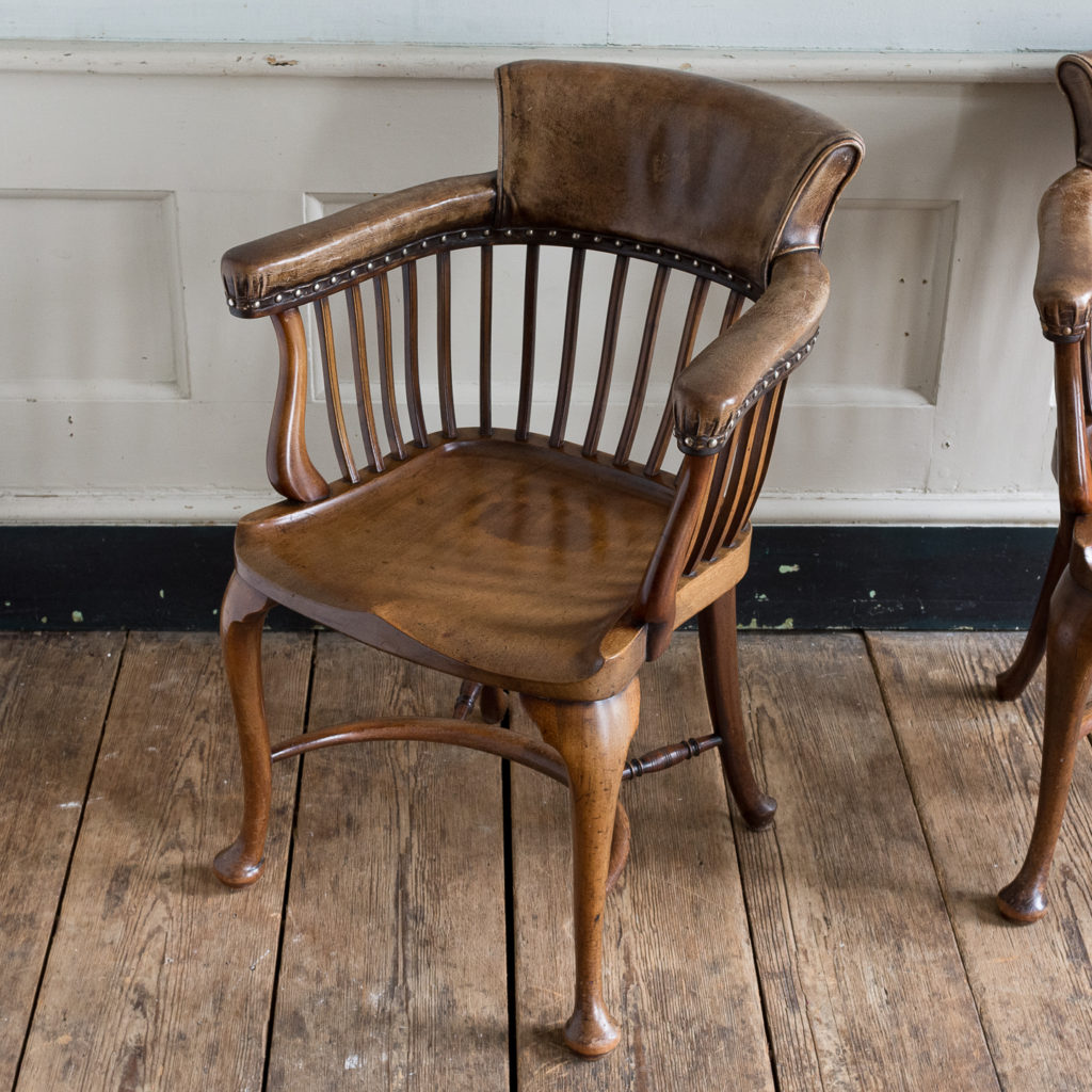 Pair of early twentieth century mahogany library chairs, -138873