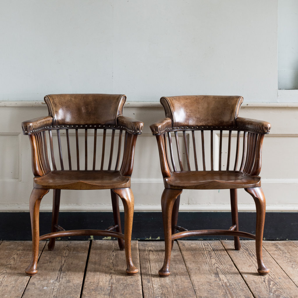 Pair of early twentieth century mahogany library chairs,