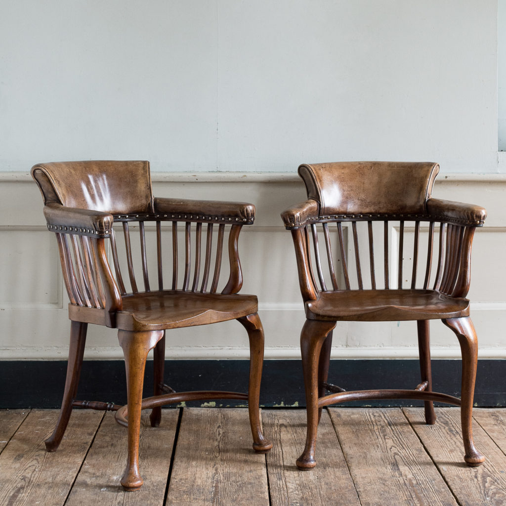 Pair of early twentieth century mahogany library chairs,
