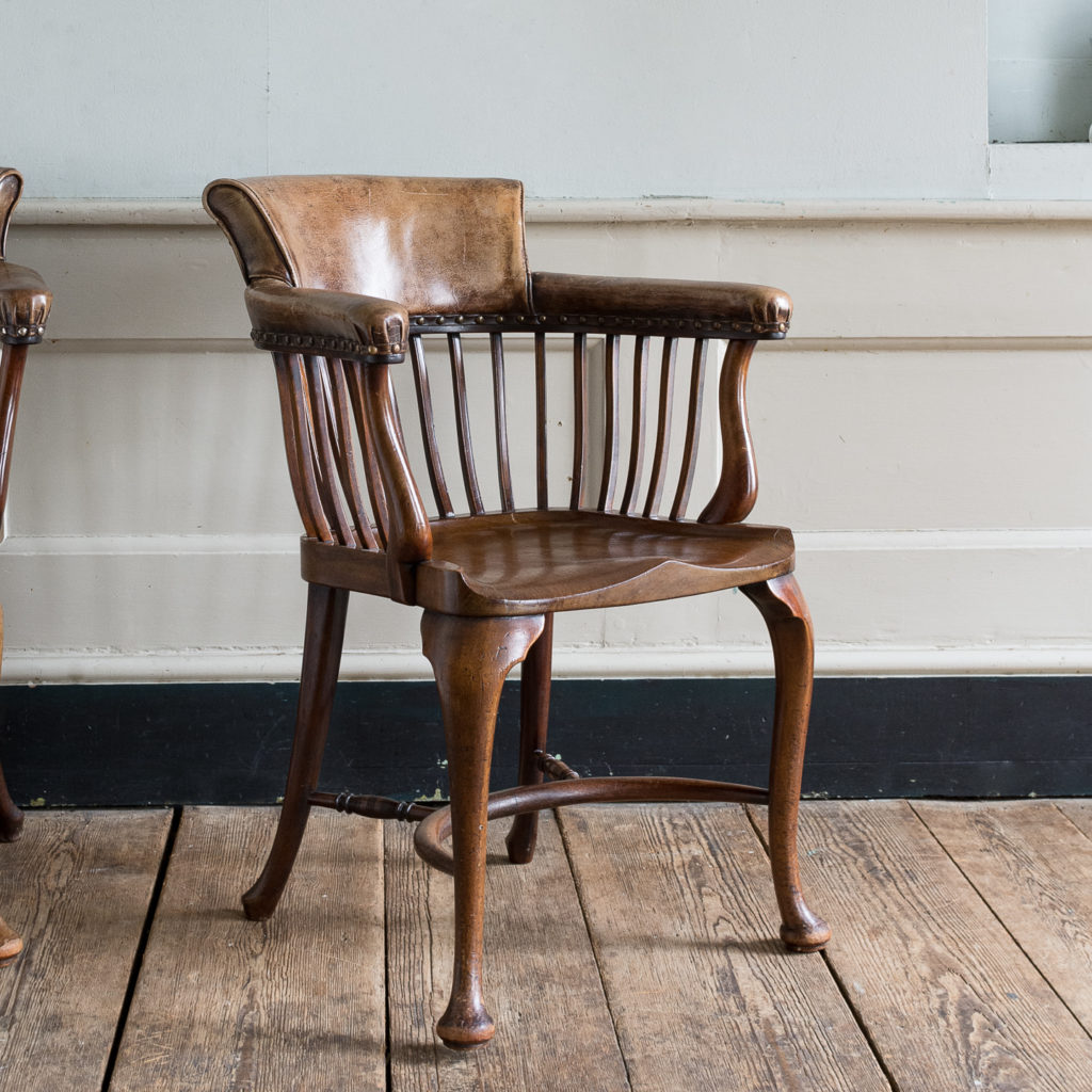 Pair of early twentieth century mahogany library chairs,