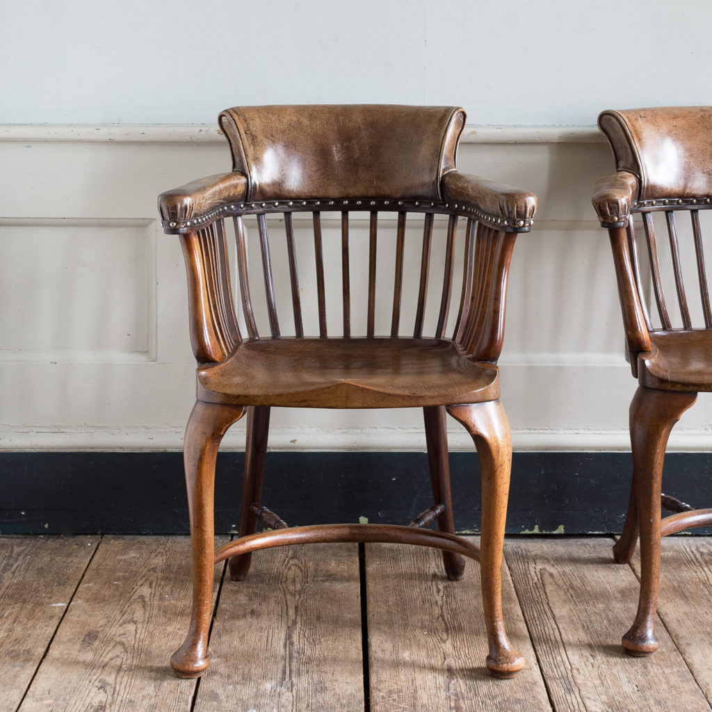 Pair of early twentieth century mahogany library chairs,