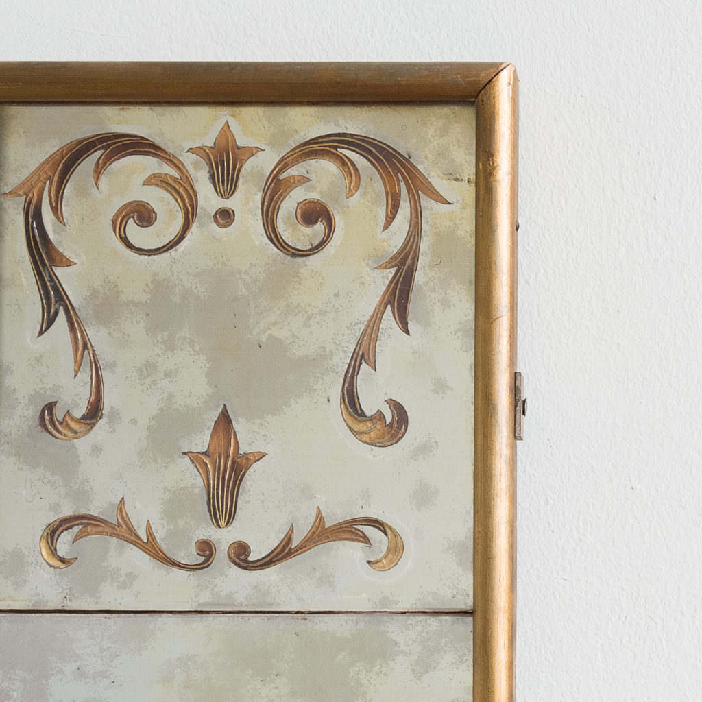 1950s Italian brass bound mirror,-139292