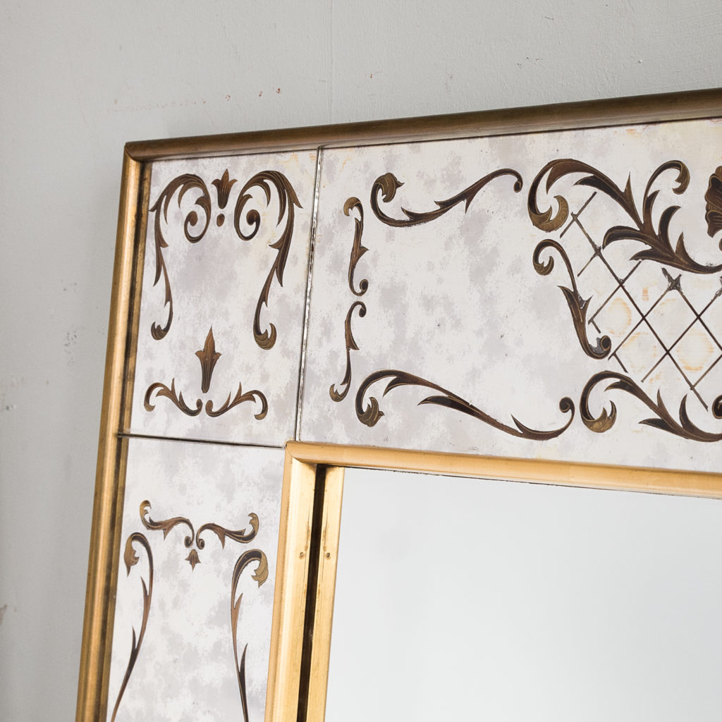 1950s Italian brass bound mirror,-139291