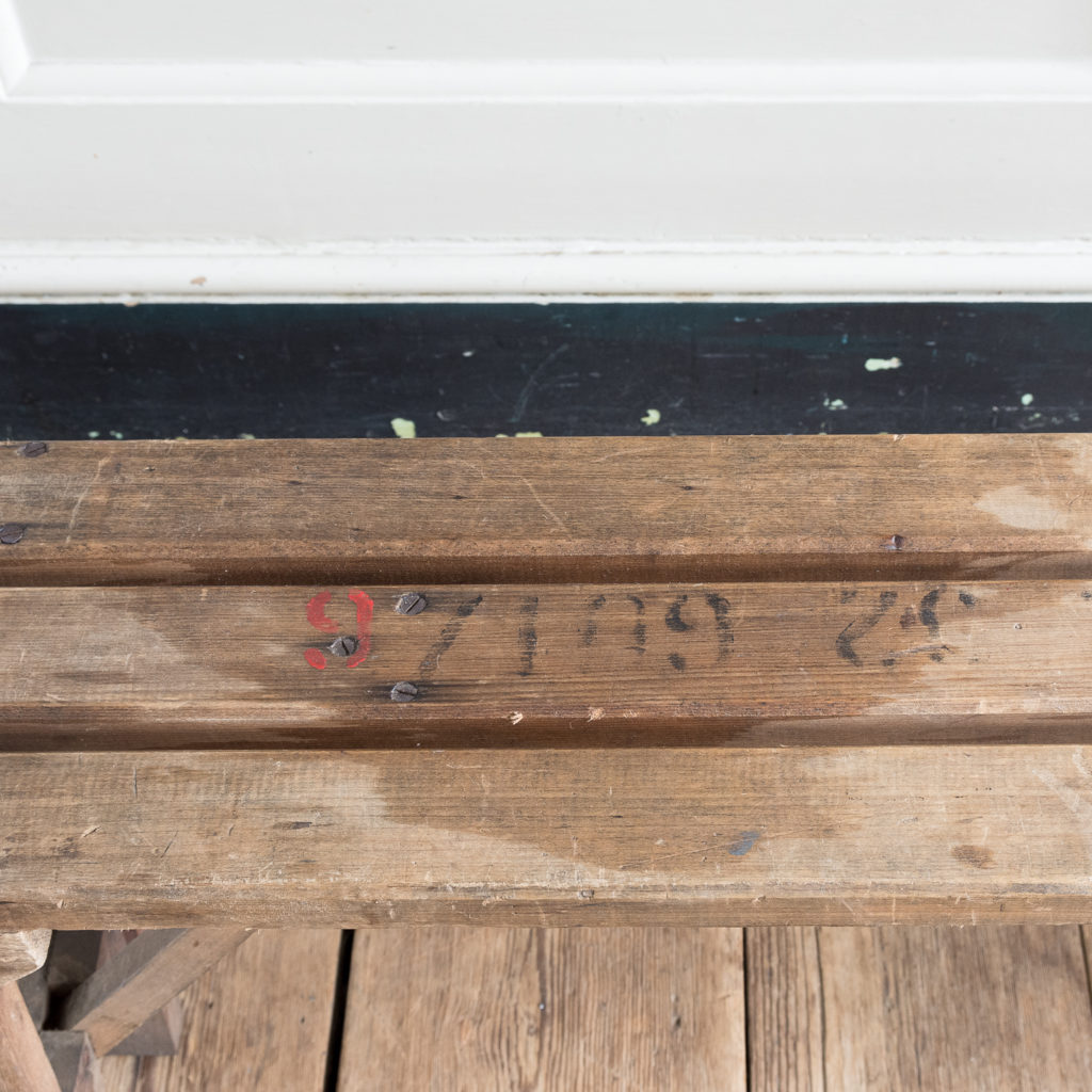 with stencils to the three plank seat.