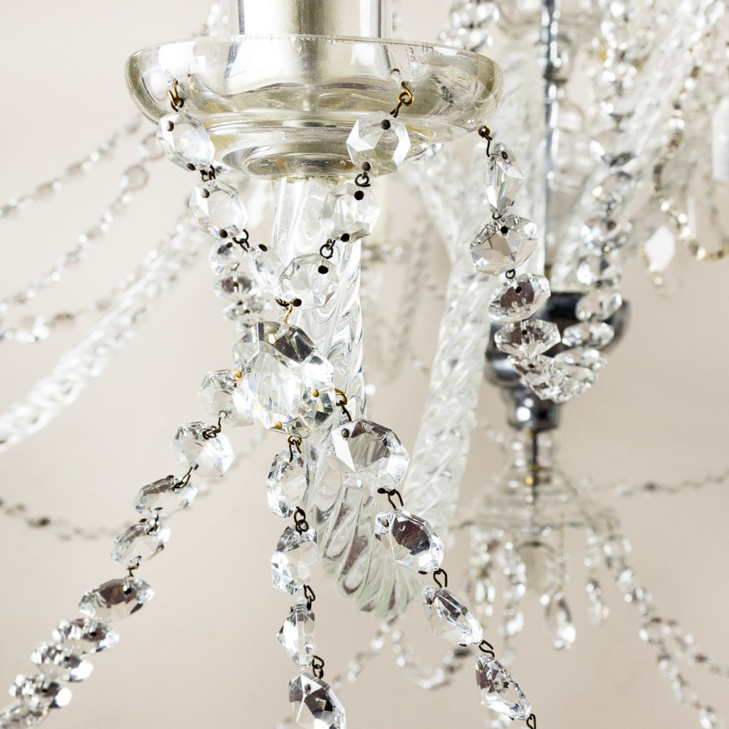 Pair of large French glass eleven light chandeliers,-139088