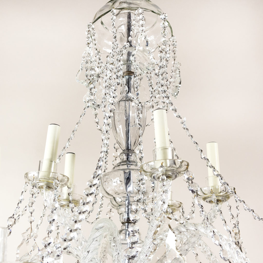 Pair of large French glass eleven light chandeliers,-139089