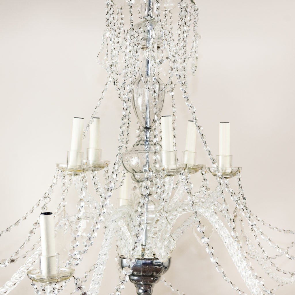 Pair of large French glass eleven light chandeliers,-139080