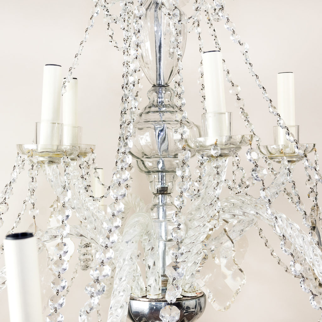 Pair of large French glass eleven light chandeliers,-139082