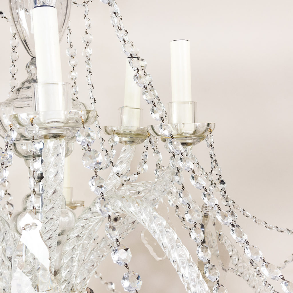 Pair of large French glass eleven light chandeliers,-139083