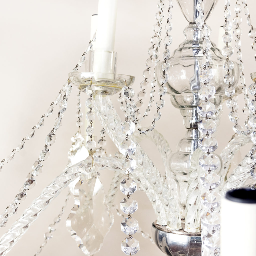 Pair of large French glass eleven light chandeliers,-139085