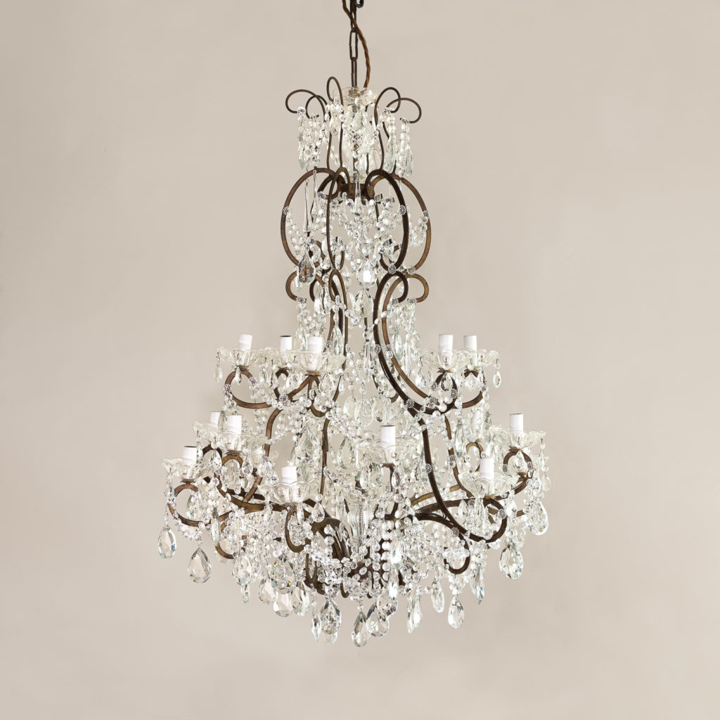 Twentieth century Continental eighteen light moulded glass chandelier,