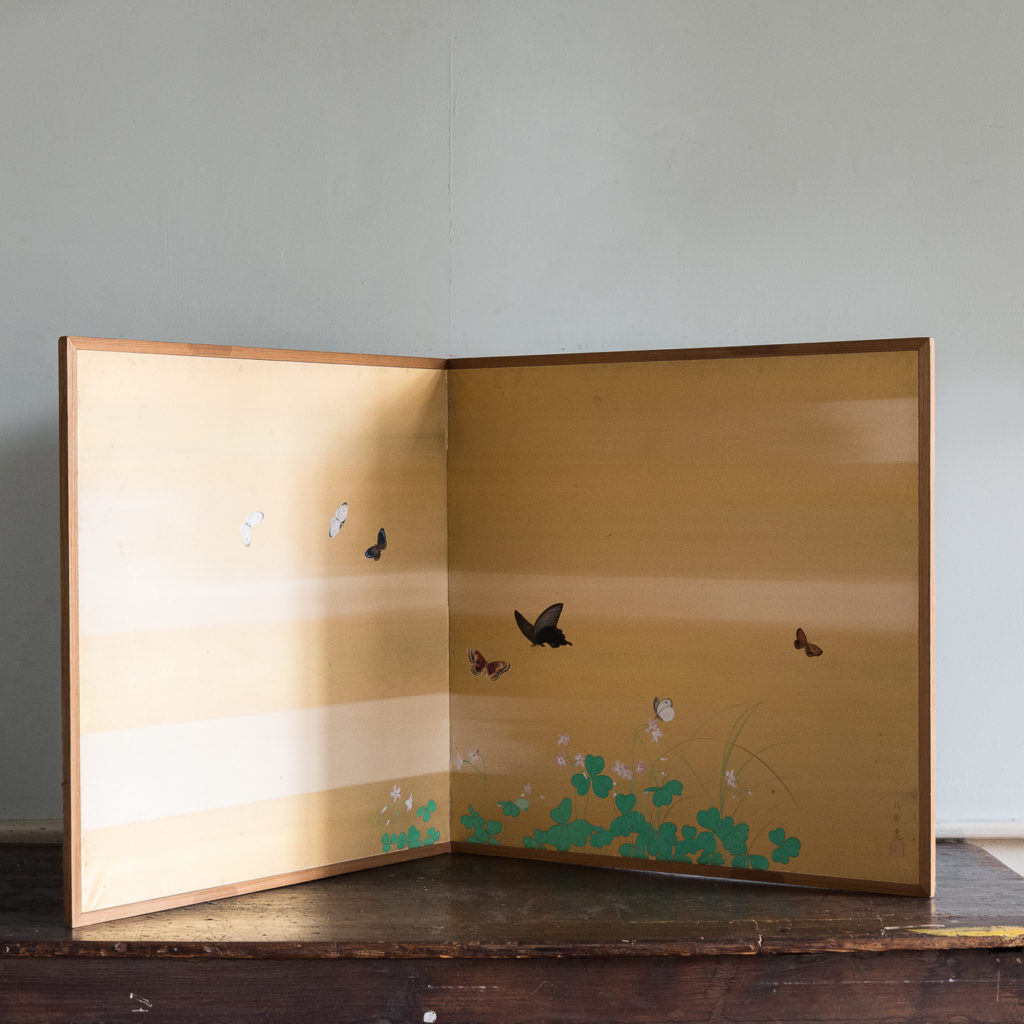 Hand-painted Furosaki-byobu screen of Butterflies, by Reiki Yamaguchi-139443