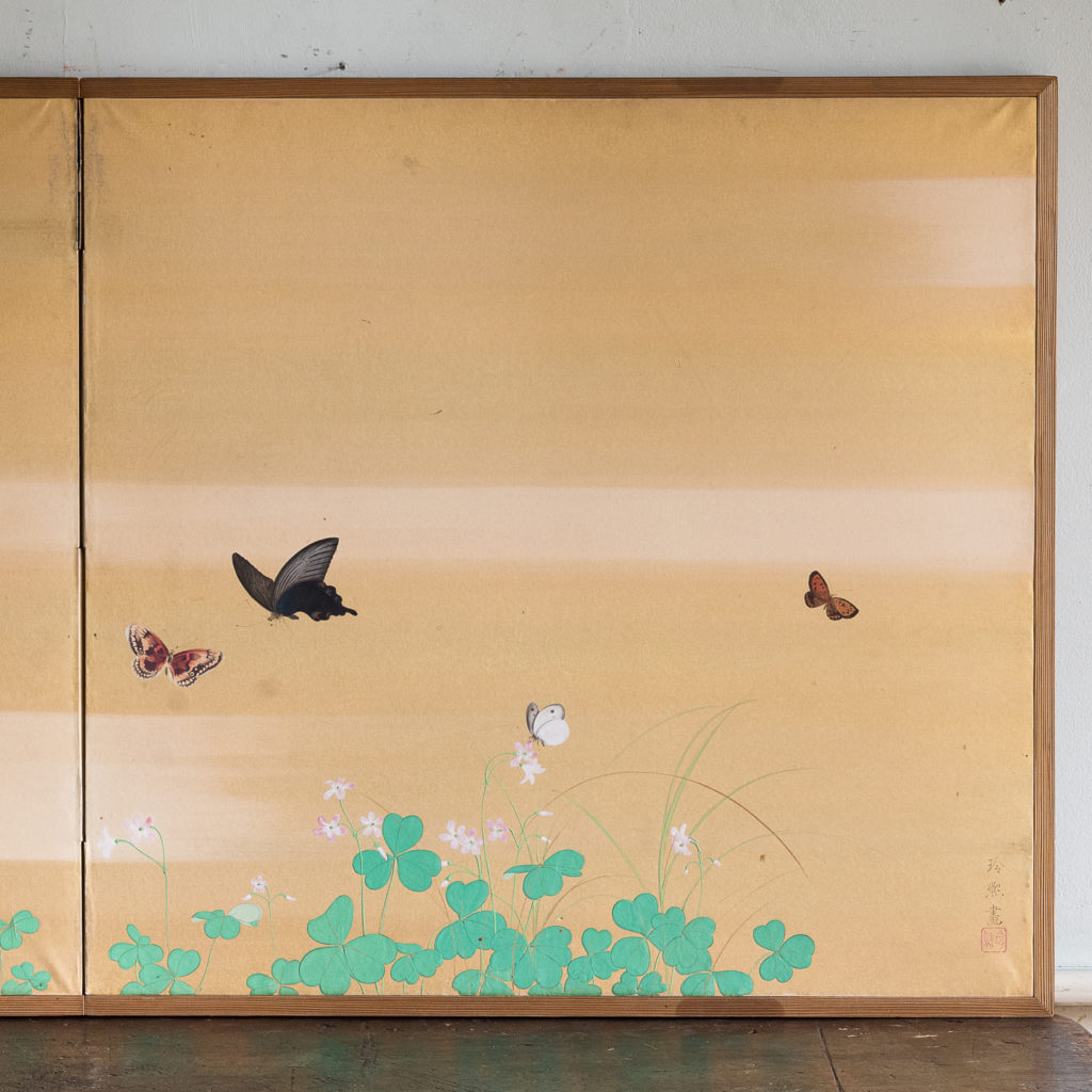 Hand-painted Furosaki-byobu screen of Butterflies, by Reiki Yamaguchi-139445