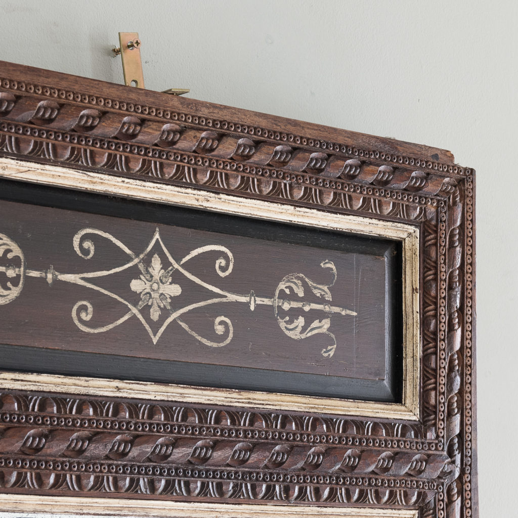 Pair of carved hardwood and mirrored door panels,-139973